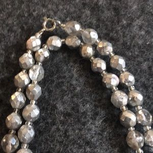 Czechoslovakian crystal 48” necklace silver